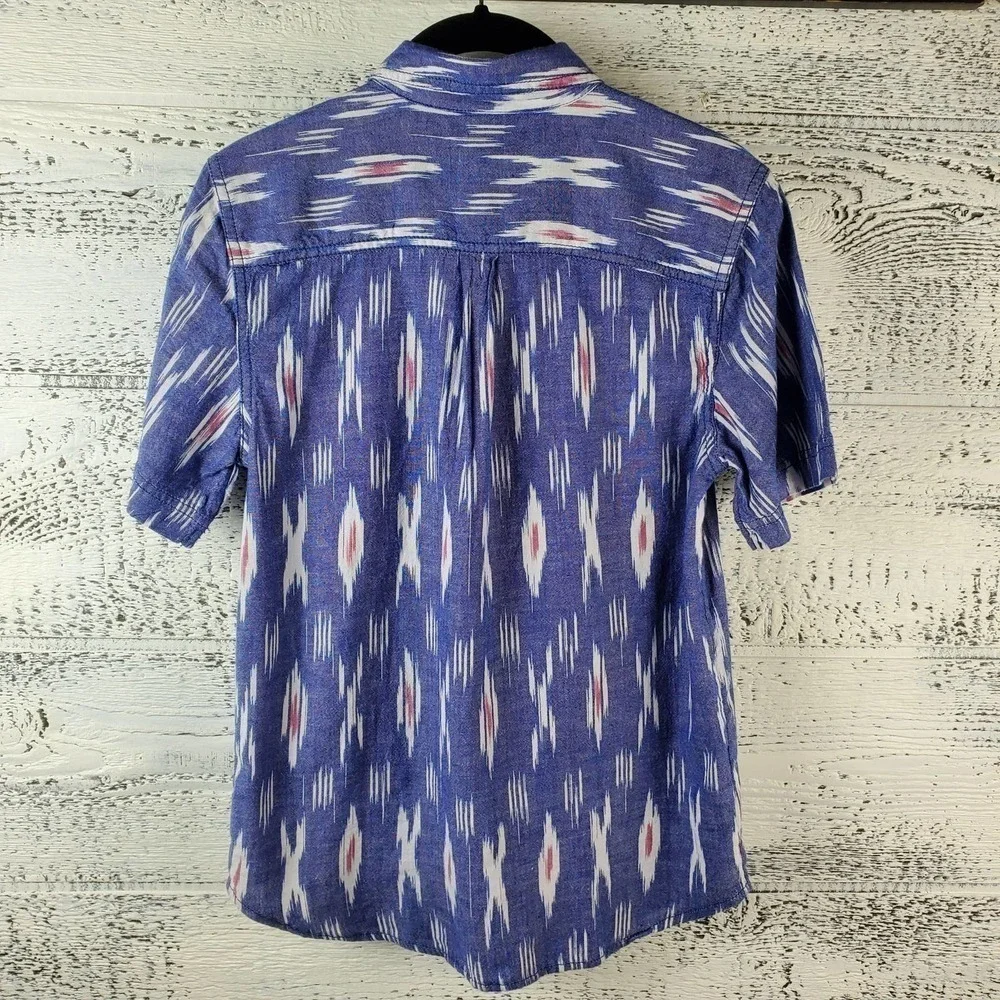 Tucker + Tate Polo Blue Chambray Ikat Collared Short Sleeves Top Size L Boys
